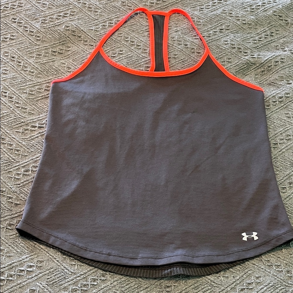 Under Armour Charcoal Tank with Vibrant Orange Accents